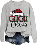 Gigi Claus Sweatshirt Women Christmas Santa Cute Graphic Crew Neck Pullover Long Sleeve Top Grandma Mama