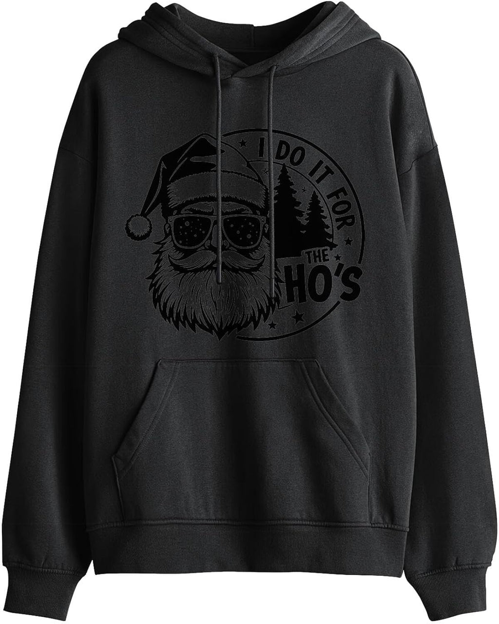 Christmas Hoodie for Men Women, Funny Santa Graphic Pullover Sweatshirt with Pocket, Holiday Ugly Sweater Gift