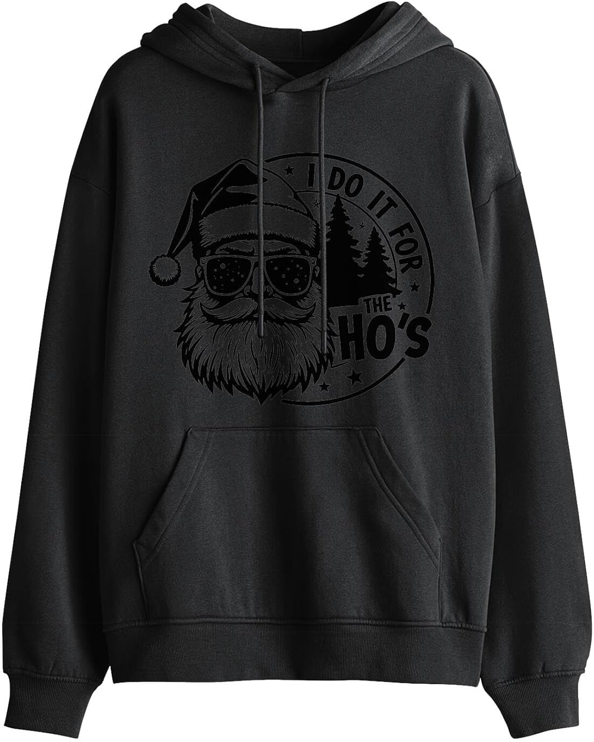 Christmas Hoodie for Men Women, Funny Santa Graphic Pullover Sweatshirt with Pocket, Holiday Ugly Sweater Gift