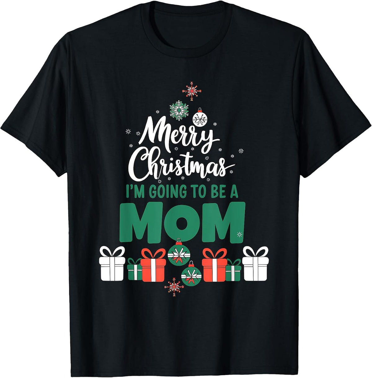 Merry Christmas I'm Going To Be A Mom Pregnant Wife Xmas T-Shirt