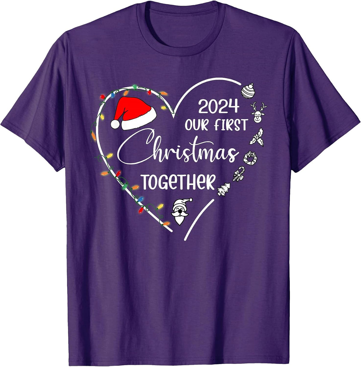 Our First Christmas Together 2024 Matching Christmas Couples T-Shirt