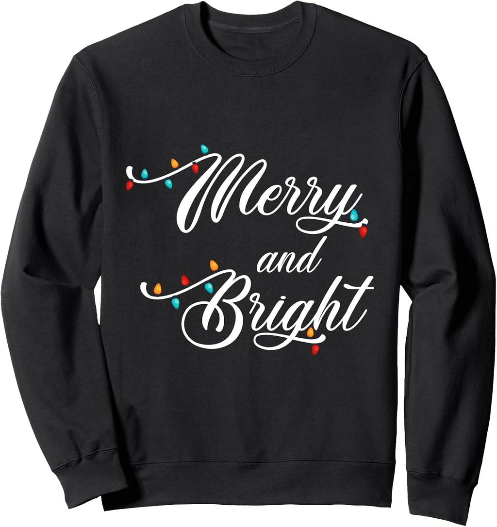Womens Merry and Bright Xmas Holiday Christmas Lights Sweatshirt