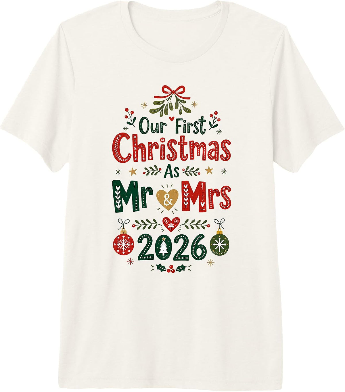 First Christmas Married 2026 Mr and Mrs Newlyweds Premium Tri-Blend T-Shirt