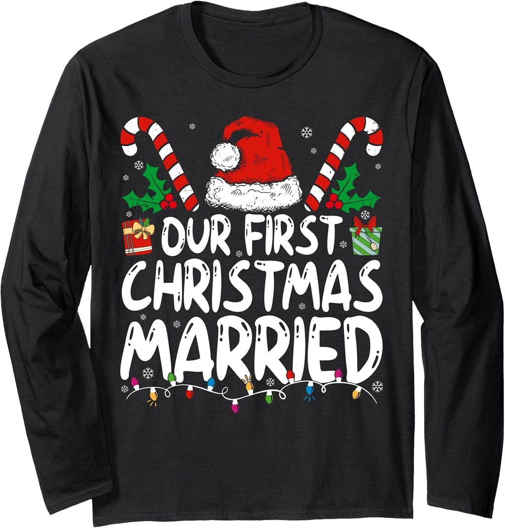 Our First Christmas Married As Mr and Mrs Couples Matching Long Sleeve T-Shirt