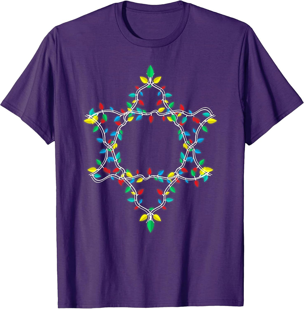 Hanukkah Christmas Lights Star of David Funny Jewish Holiday T-Shirt