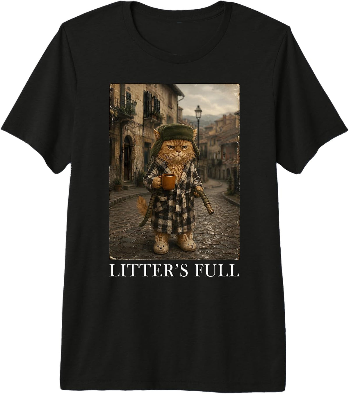 Litter's Full Funny Cat Coffee Vintage Xmas Sarcastic Humor Premium Tri-Blend T-Shirt