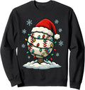 Fun Christmas Lights Wrapped On Cute Baseball Sports Lover Sweatshirt