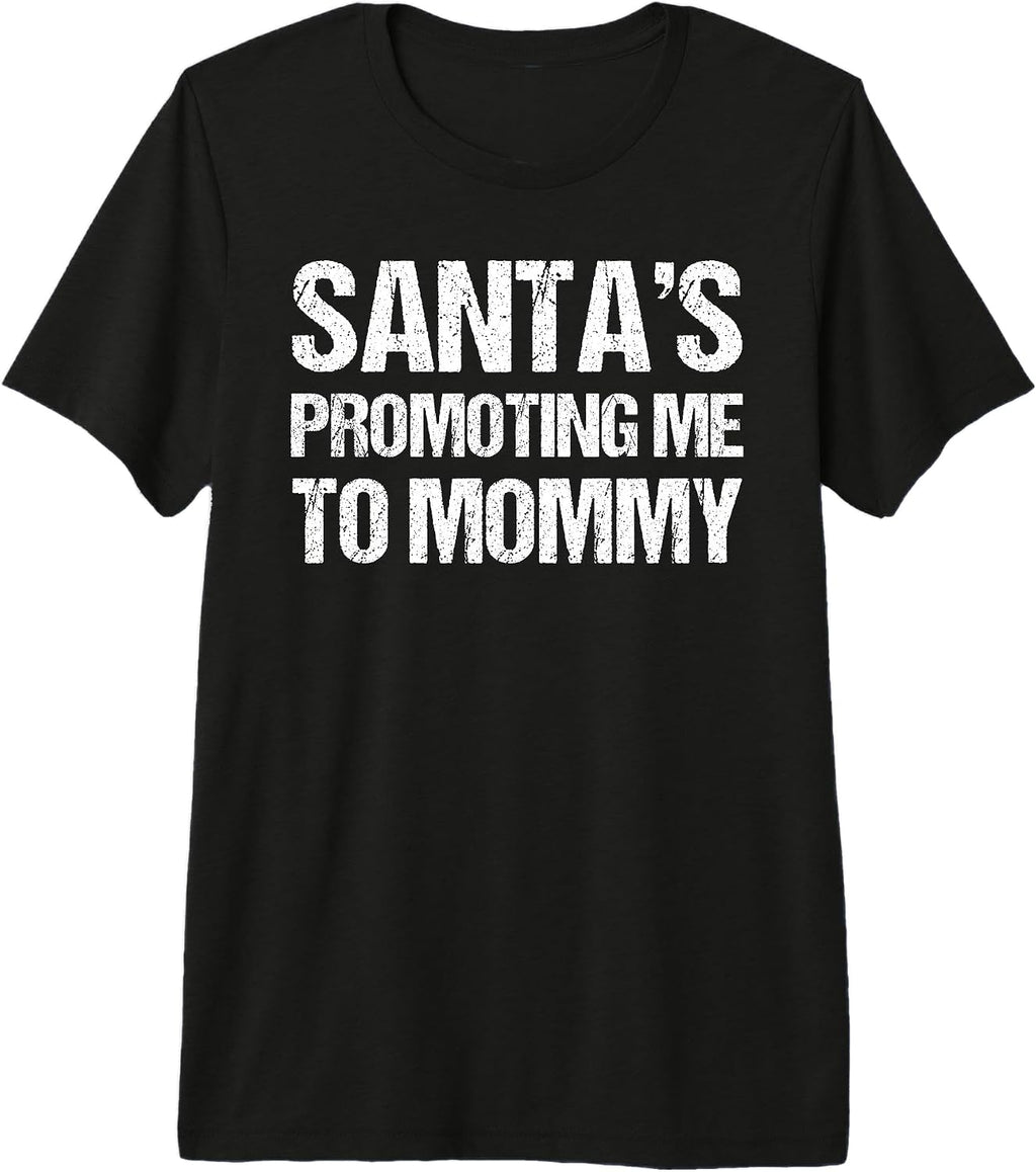 Christmas Pregnancy T-Shirt Santas Promoting Me to Mommy Premium Tri-Blend T-Shirt