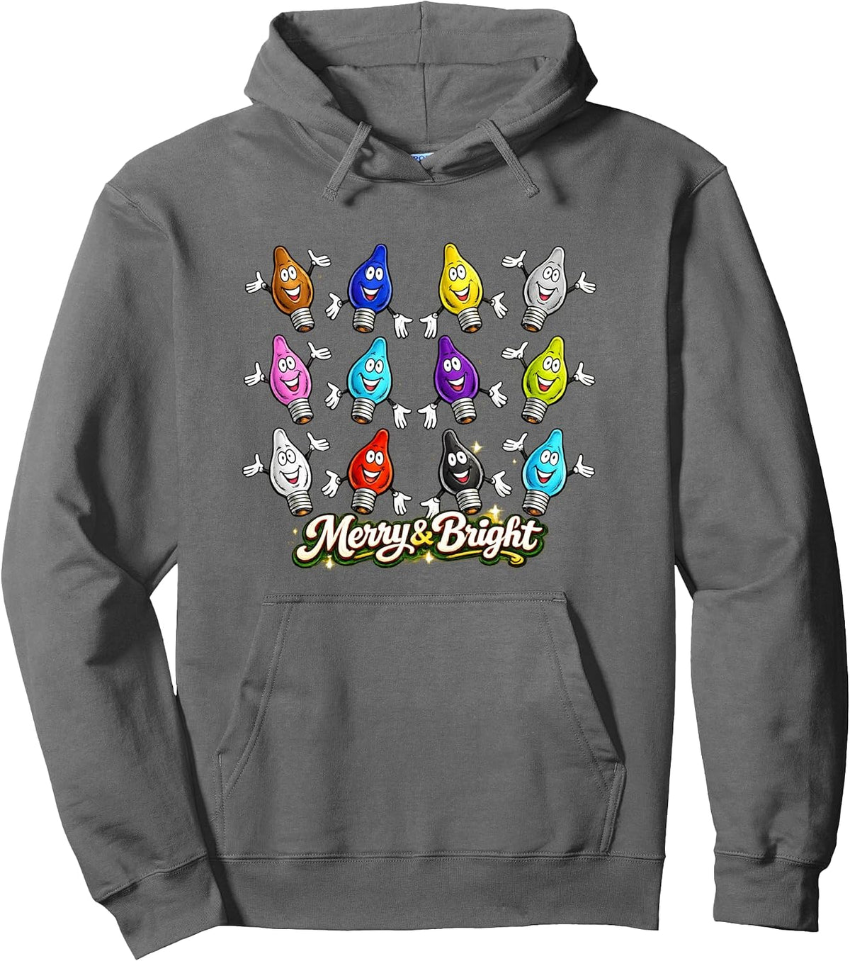 Merry Bright Christmas Lights Funny Holiday Light Bulbs Pullover Hoodie