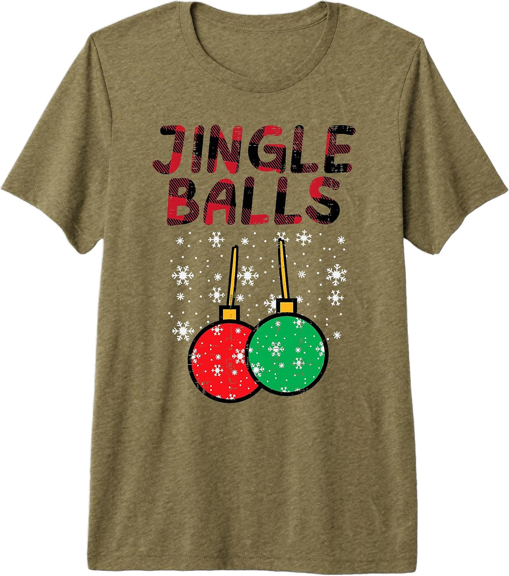Plaid Christmas Jingle Balls Funny Xmas Matching Couple Men Premium Tri-Blend T-Shirt