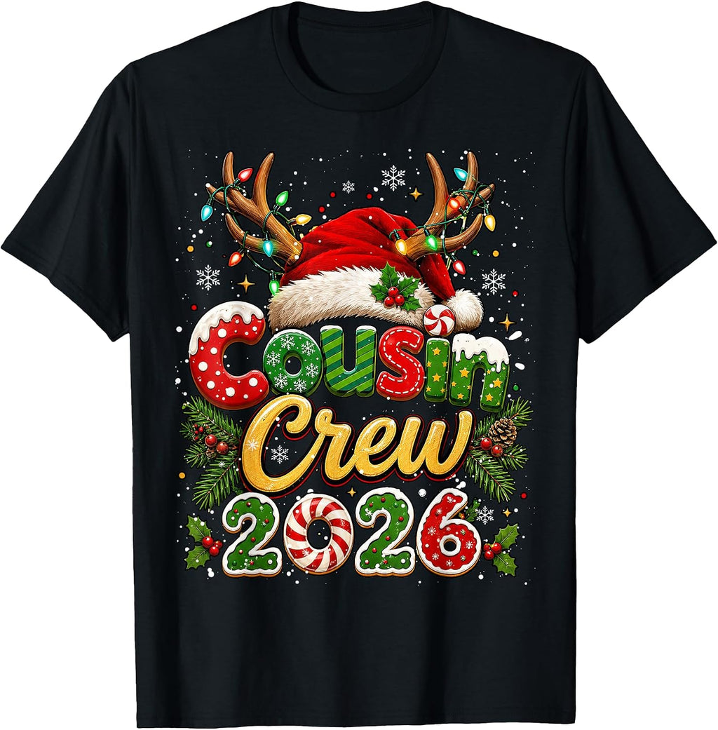 Cousin Crew 2026 Christmas Lights Family Matching Pajamas T-Shirt