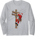 Funny Santa Lineman Christmas Long Sleeve T-Shirt