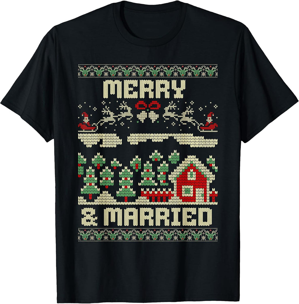 First Christmas Married 2025 Ugly Christmas Merry & Married T-Shirt