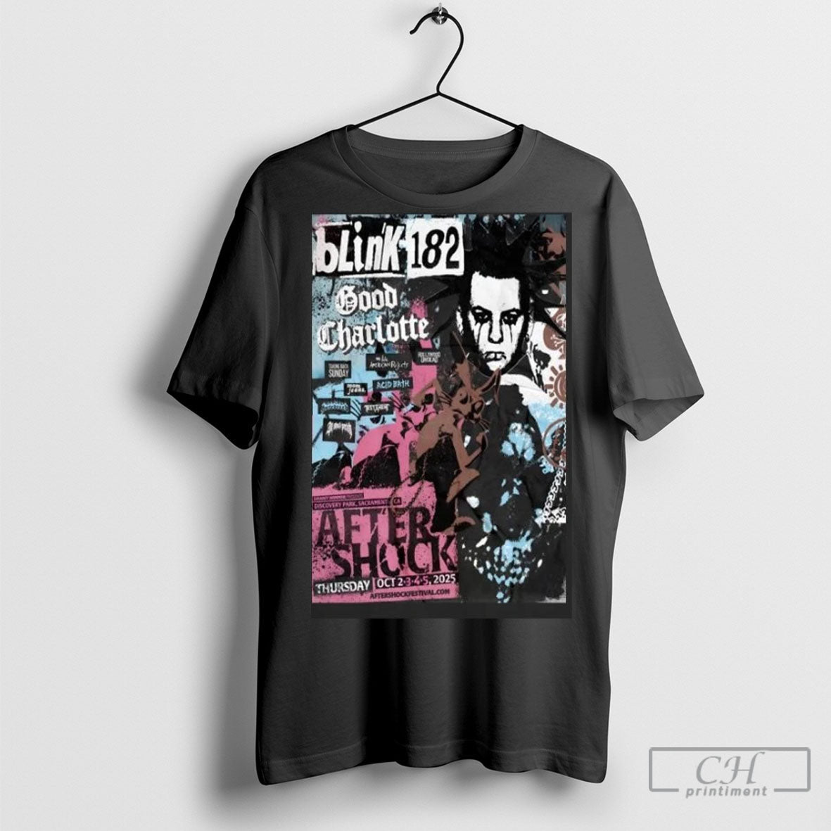 Blink 182 October 2 5 2025 Aftershock Festival Sacramento Ca Concert Poster T Shirts Unisex