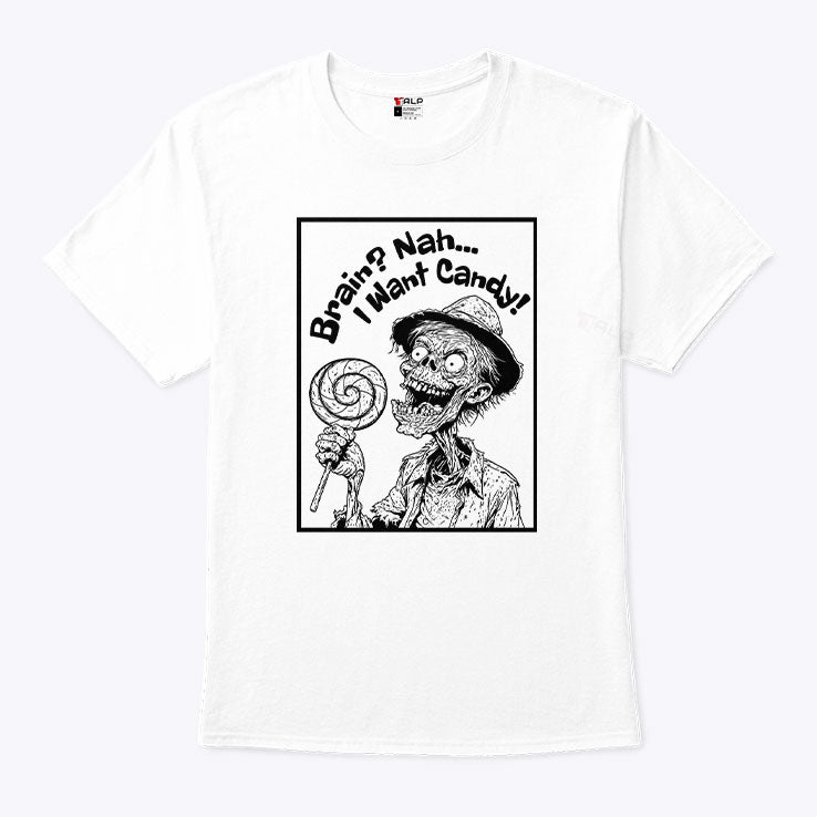 Brain Nah I Want Candy Ghost Halloween Shirt