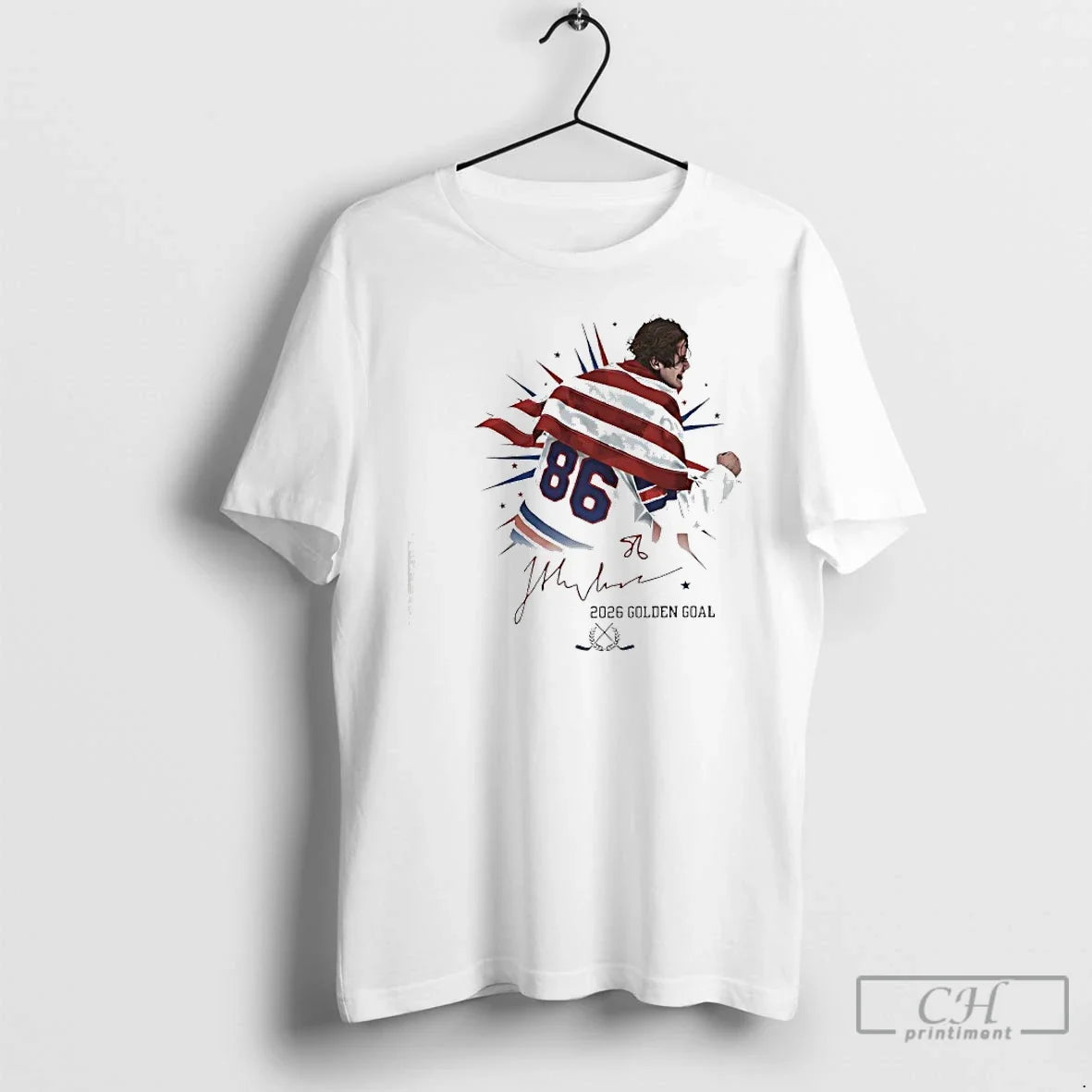 Classic Jack Hughes 86 Usa Hockey Team 2026 Golden Goal Signature Unisex