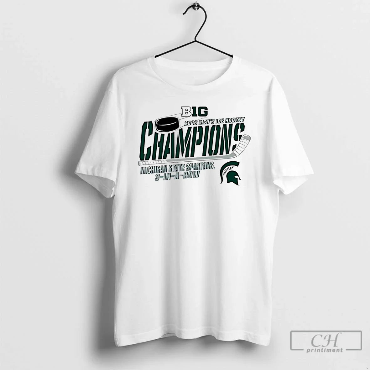 Classic Michigan State Spartans 2026 Big Ten Hockey Champions 3 In A Row T Shirts Unisex
