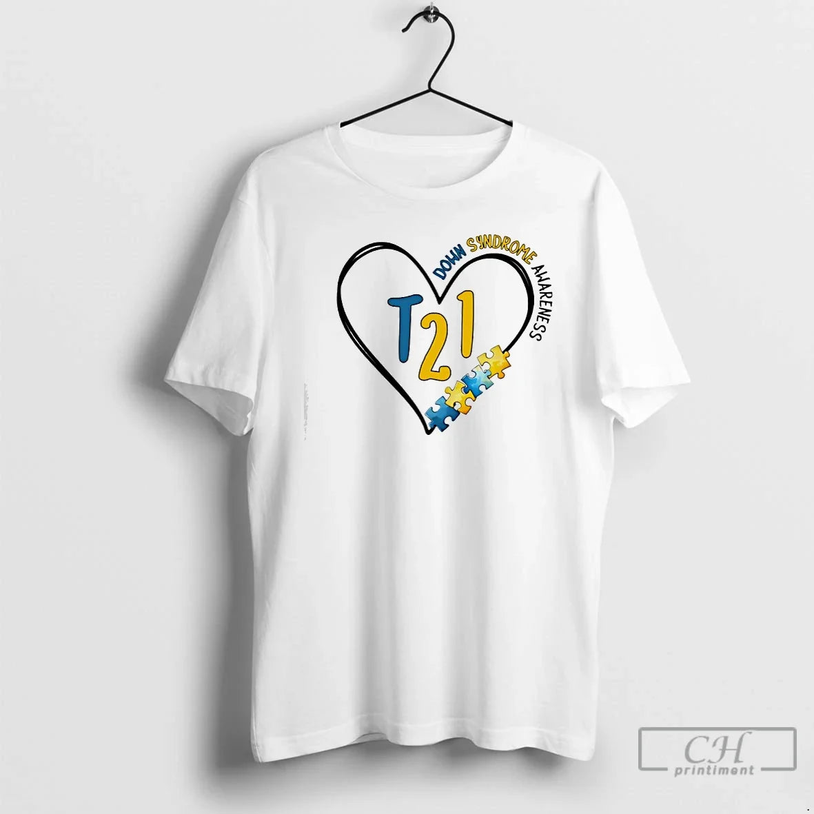 Classic Trisomy 21 Down Syndrome Awareness Heart Puzzle Style Unisex