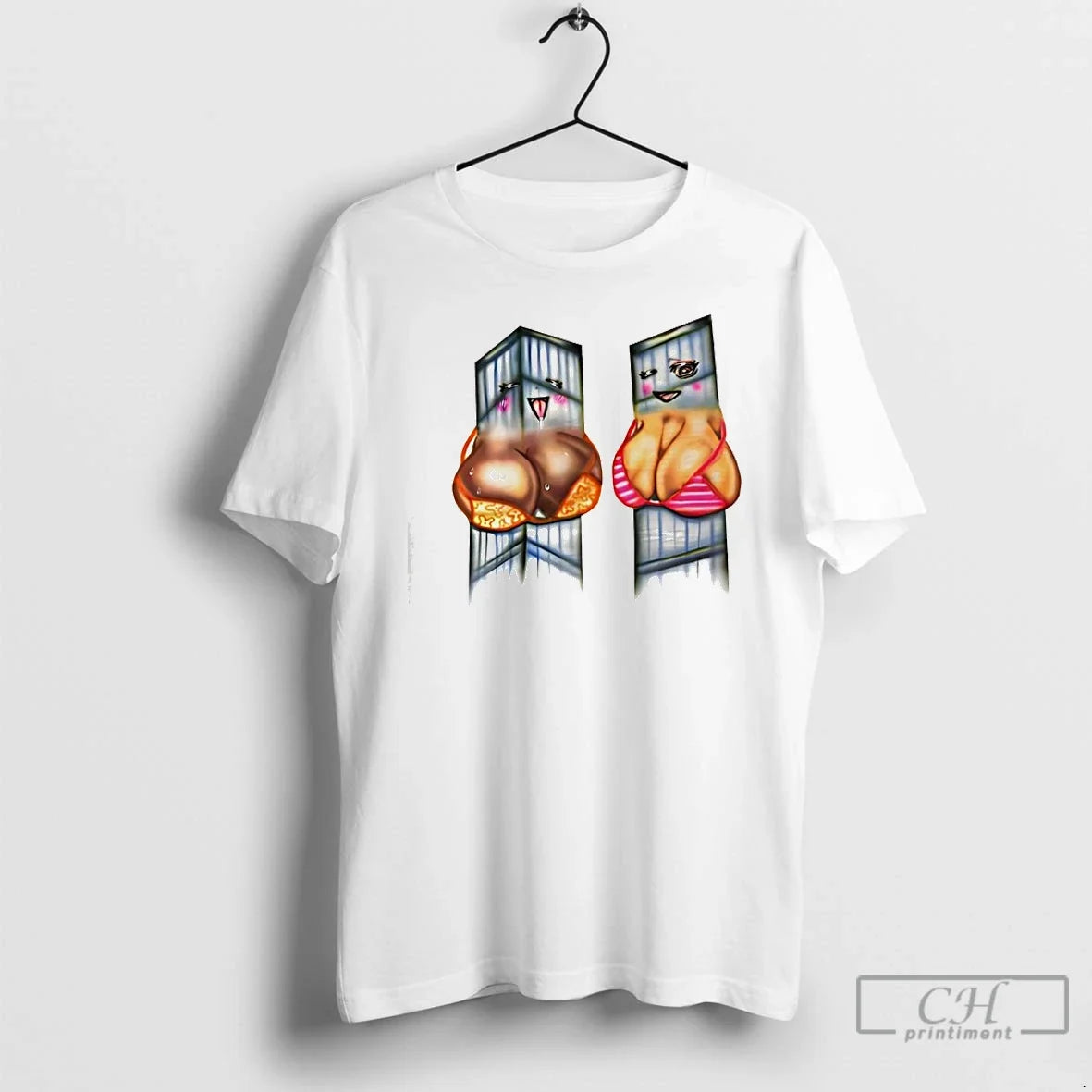 Classic World Trade Center X Two Pairs Of Black And White Breasts T Shirts Sweater Unisex