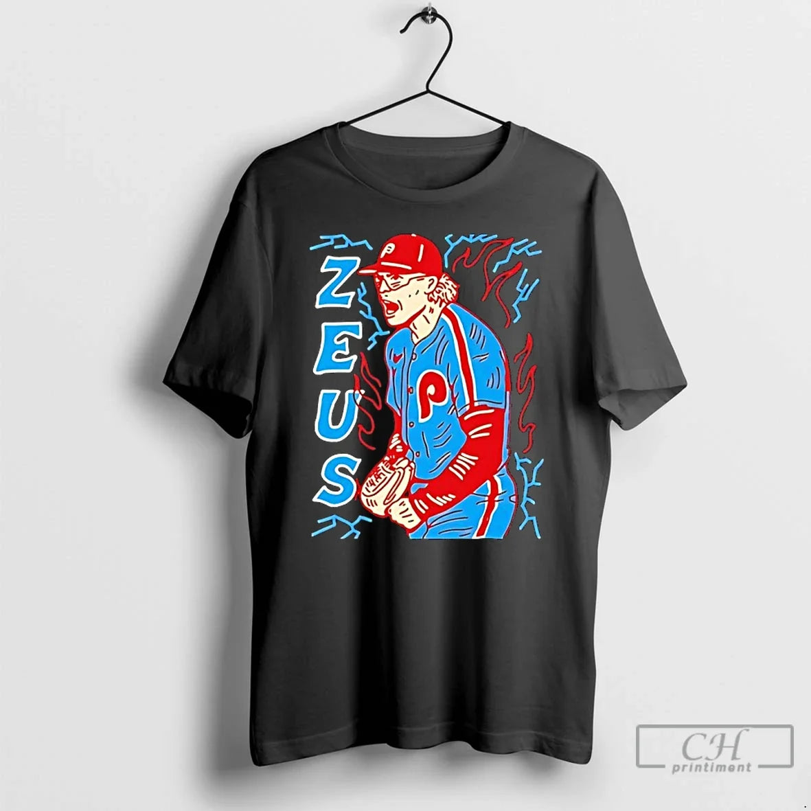 Classic Zeus Philadelphia Phillies Baseball Pitcher Lightning Bolt Unisex