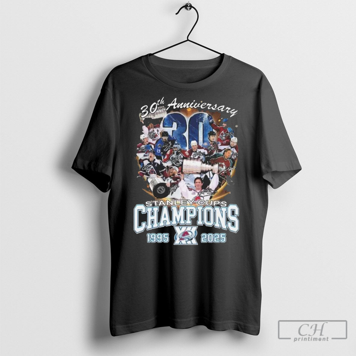 Colorado Avalanche 30th Anniversary Stanley Cups Champions 1995 2025 Signatures T Shirts Unisex