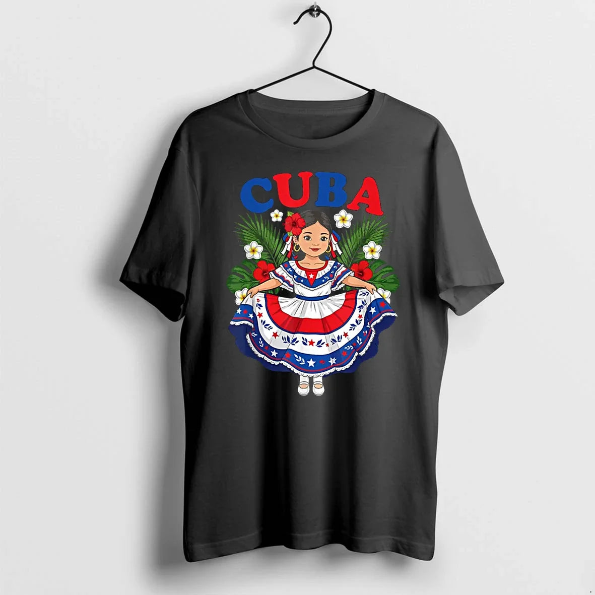 Cuba Cuban Girl Traditional Dress Tropical Flowers Tshirts Sweater Unisex