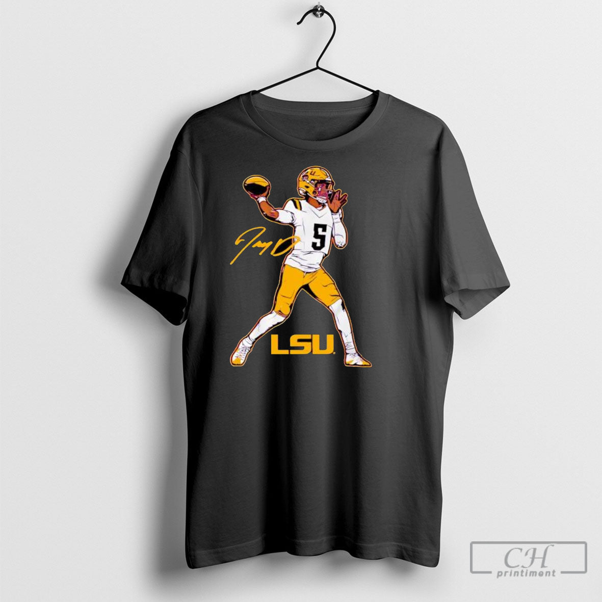 Lsu Football Jayden Daniels Superstar Pose Signature Style Shirts Unisex