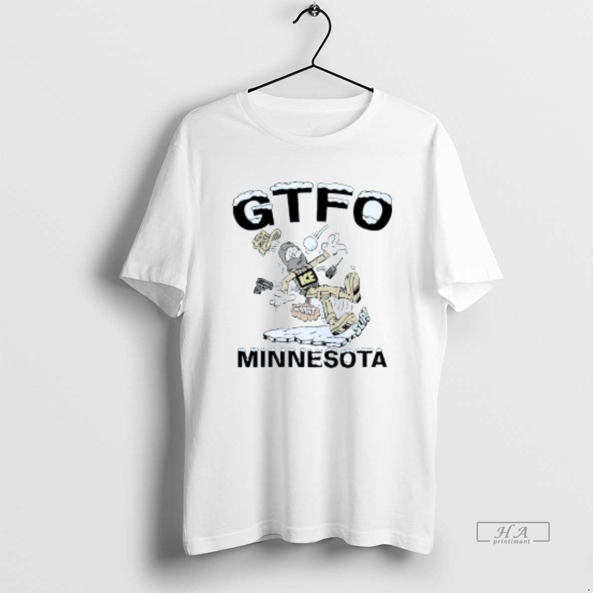 Official Gtfo Get The Fuck Outta Minnesota Not Police Ice Mens White Tee Unisex