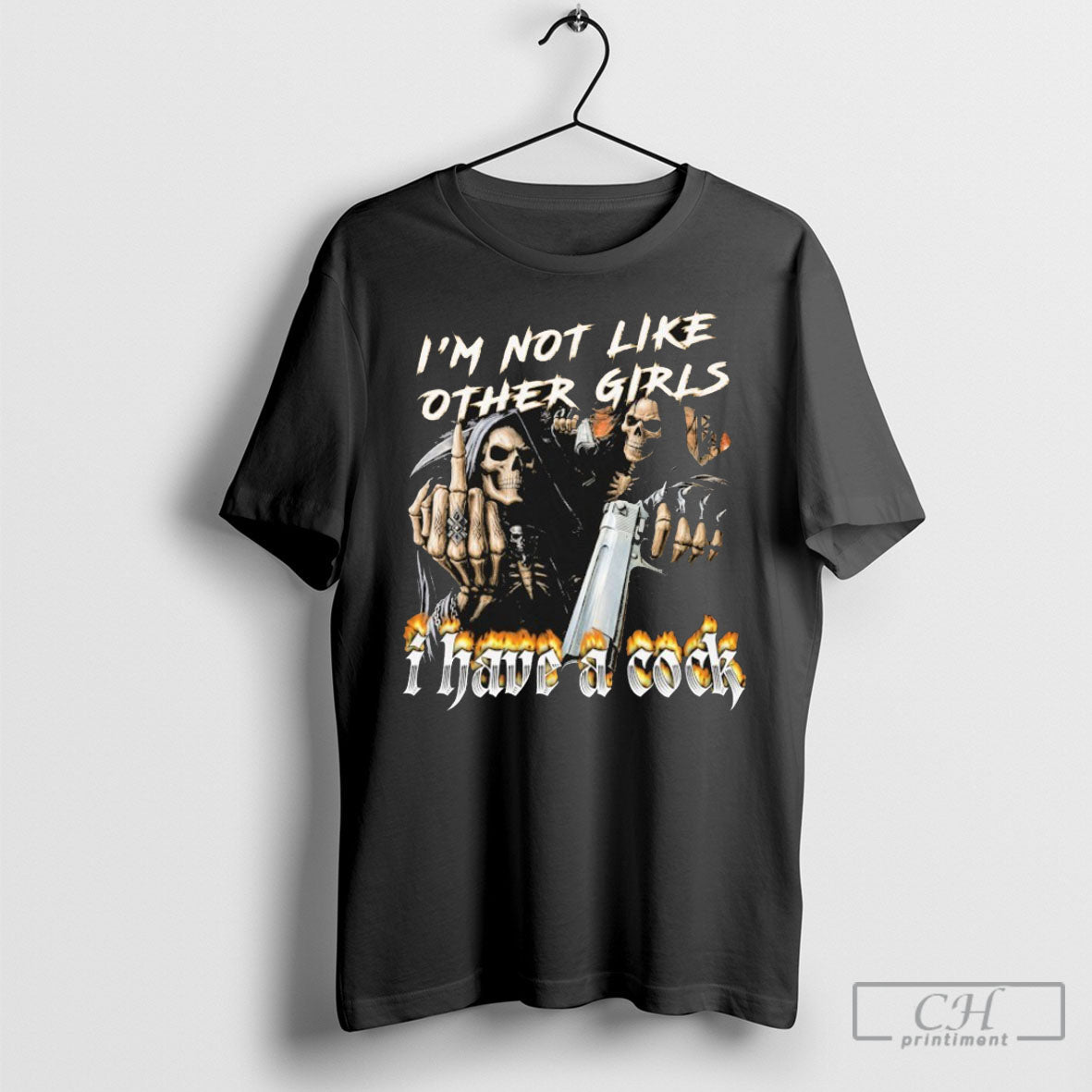 Official Im Not Like Other Girls I Have A Cock Grim Reaper Middle Fingers Sweater Unisex