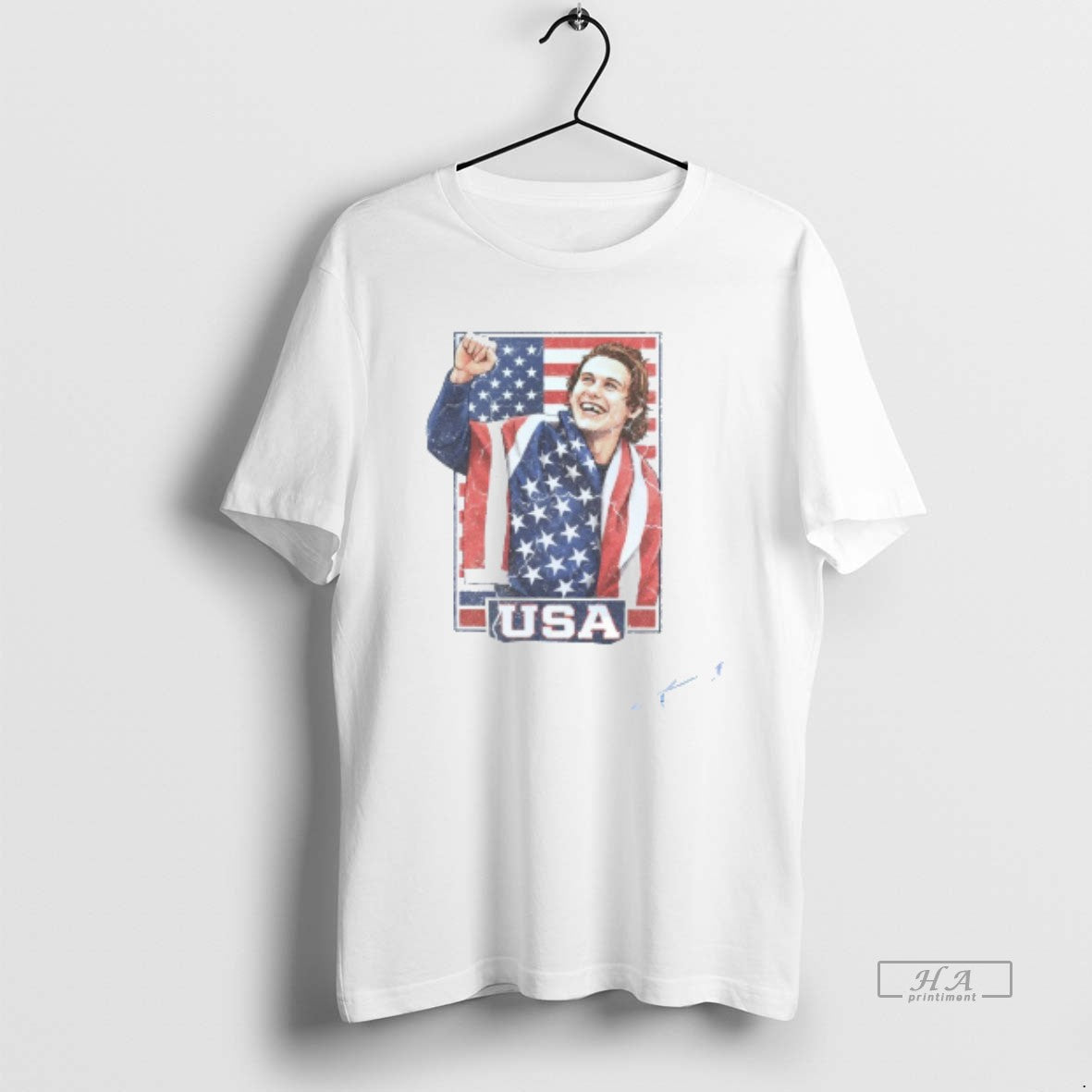Official Jack Hughes Team Usa Gold Hockey Mens White Tee Unisex