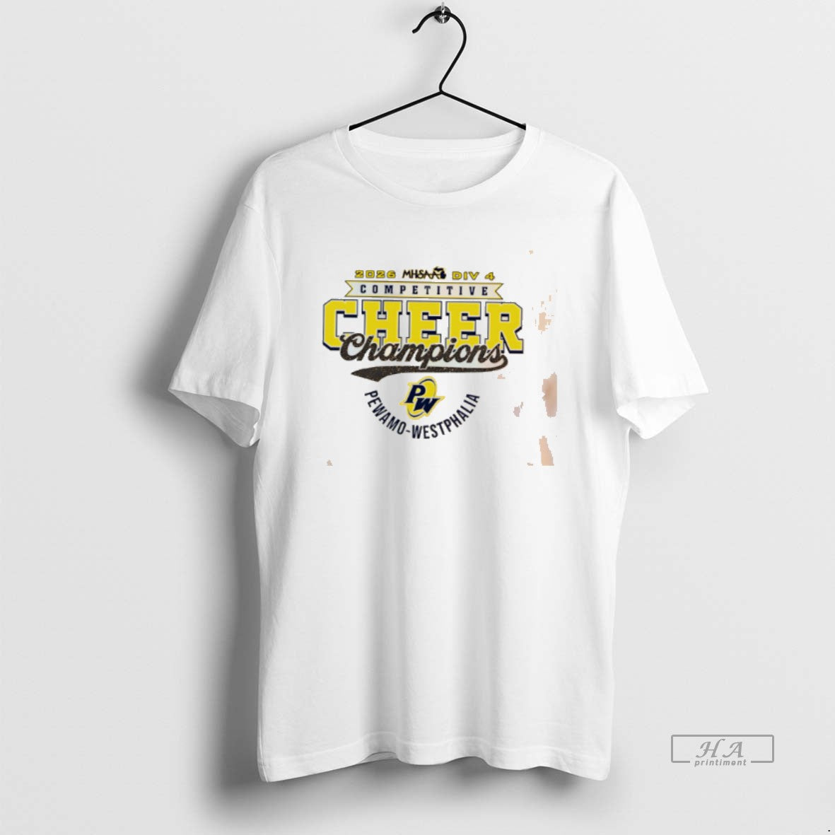 Official Pewamo Westphalia Pirates 2026 Mhsaa Cheer D4 Champions Logo Tee Unisex