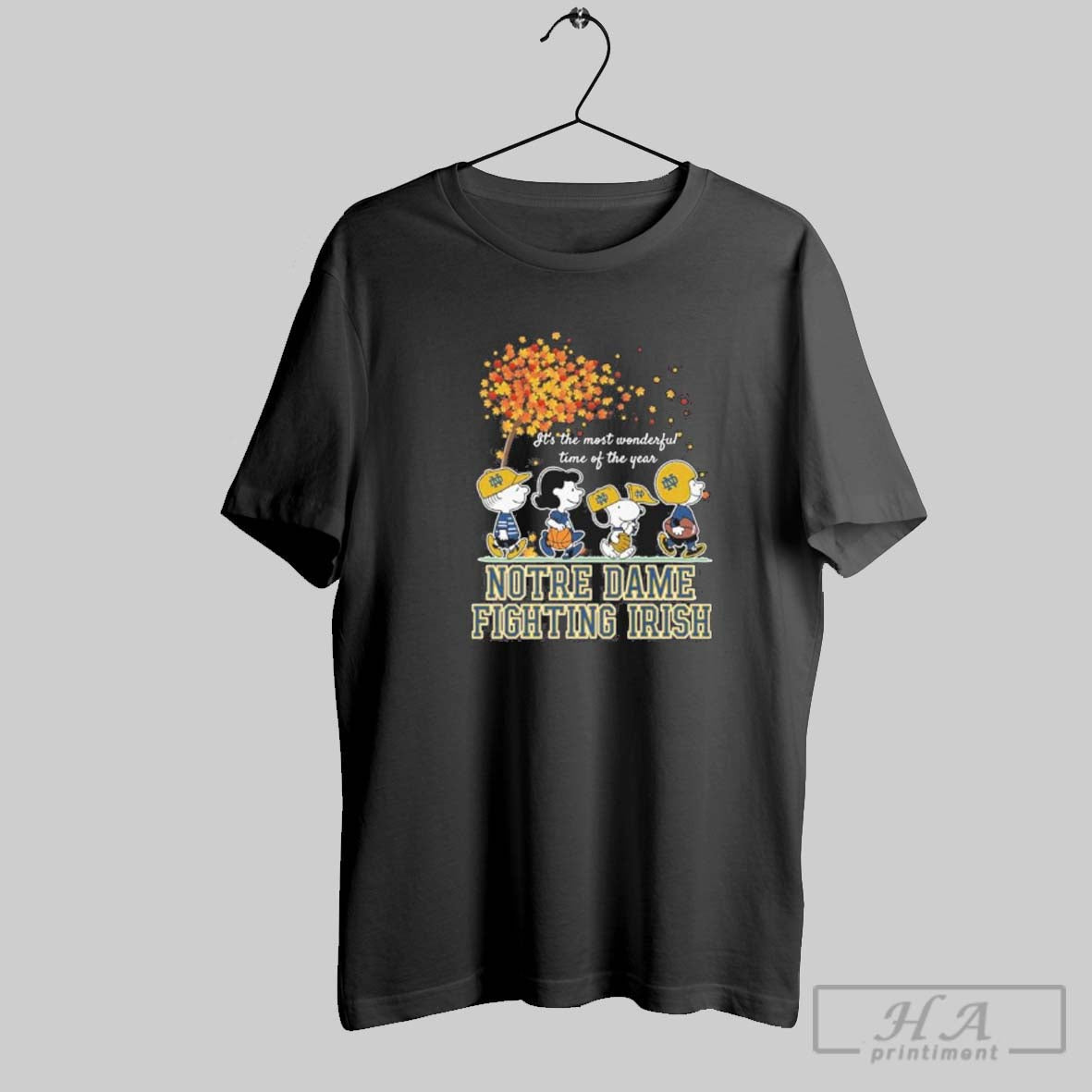 Official The Peanuts Walking X Notre Dame Fighting Irish Its The Most Wonderful Time Of Unisex
