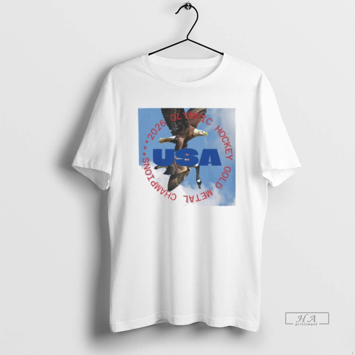 Official Usa Eagle Olympic Hockey 2026 Gold Metal Champions Mens White Tee Unisex