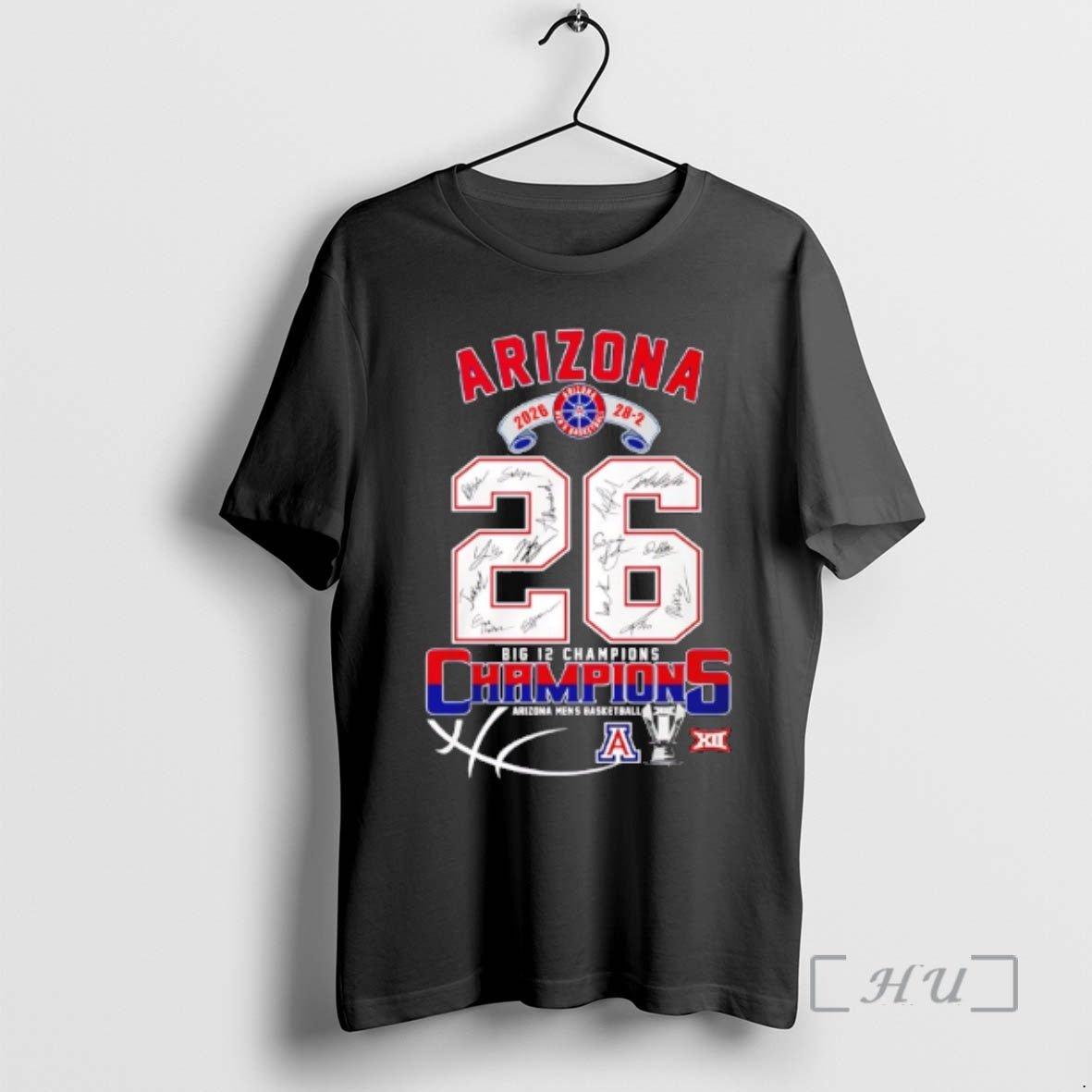 Officials Arizona Mens Basketball 2026 Big 12 Champions 28 2 Signatures Premium T Shirts Sweater