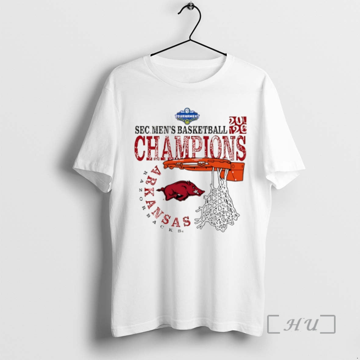 Officials Arkansas Razorbacks 2026 Sec Mens Basketball Tournament Champions Cut Nets Premium T Shirts Sweater