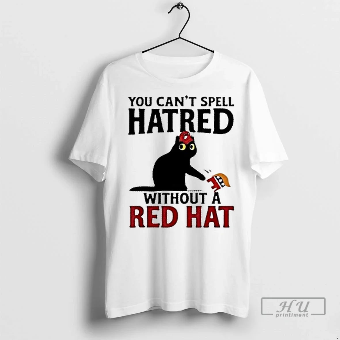 Officials Black Cat You Cant Spell Hatred Without Red Hat T Shirts Unisex