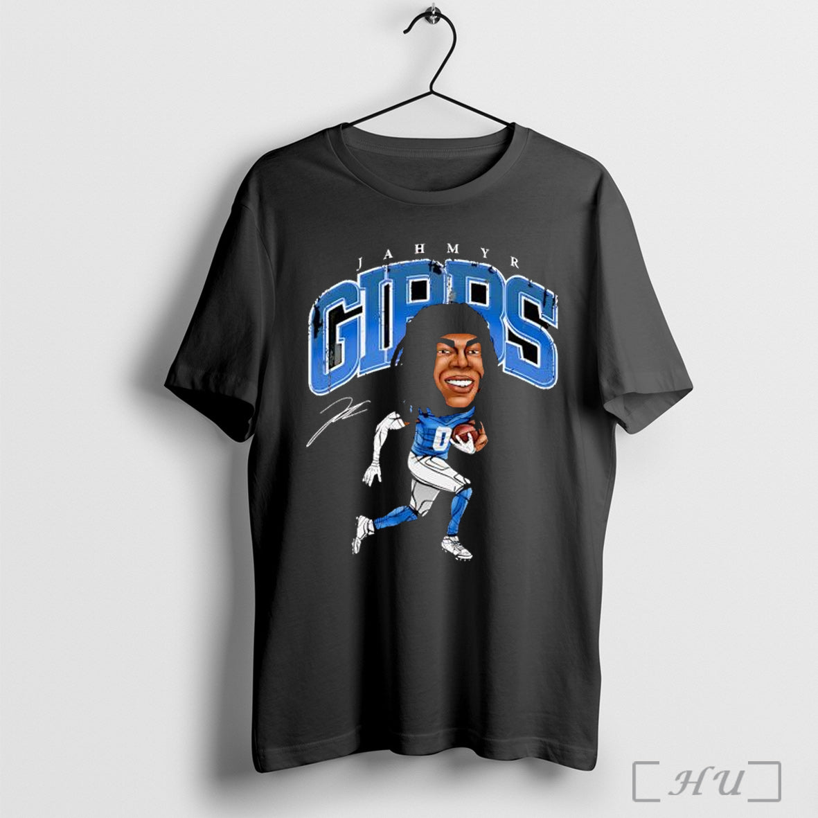 Officials Detroit Lions Jahmyr Gibbs Cartoon Signature T Shirt Unisex