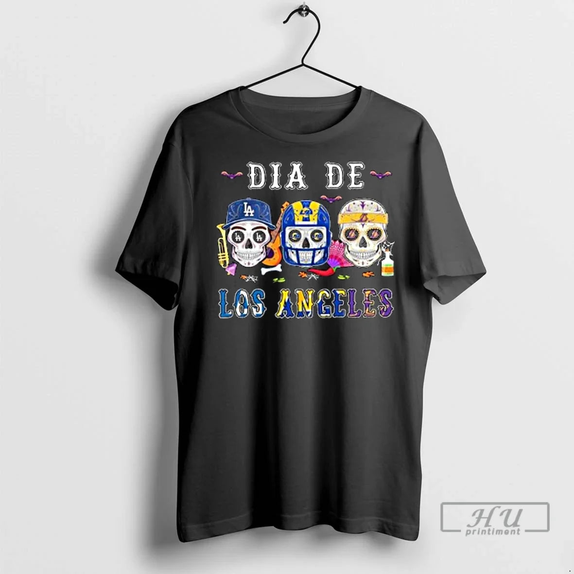 Officials Dia De Los Angeles City Sports Sugar Skull 2025 Long Sleve T Shirt Unisex