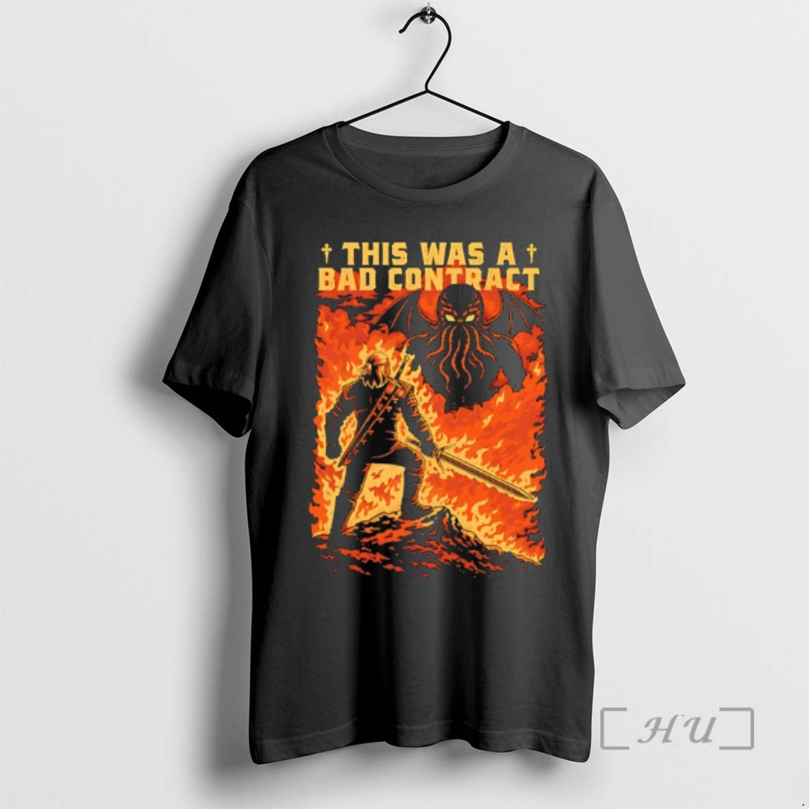 Officials Geralt Of Rivia Vs Cthulhu This Was A Bad Contract Graphic Premium T Shirts Unisex