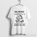 Officials Girl And Cat Reading Gives Us Someplace To Go T Shirt Unisex
