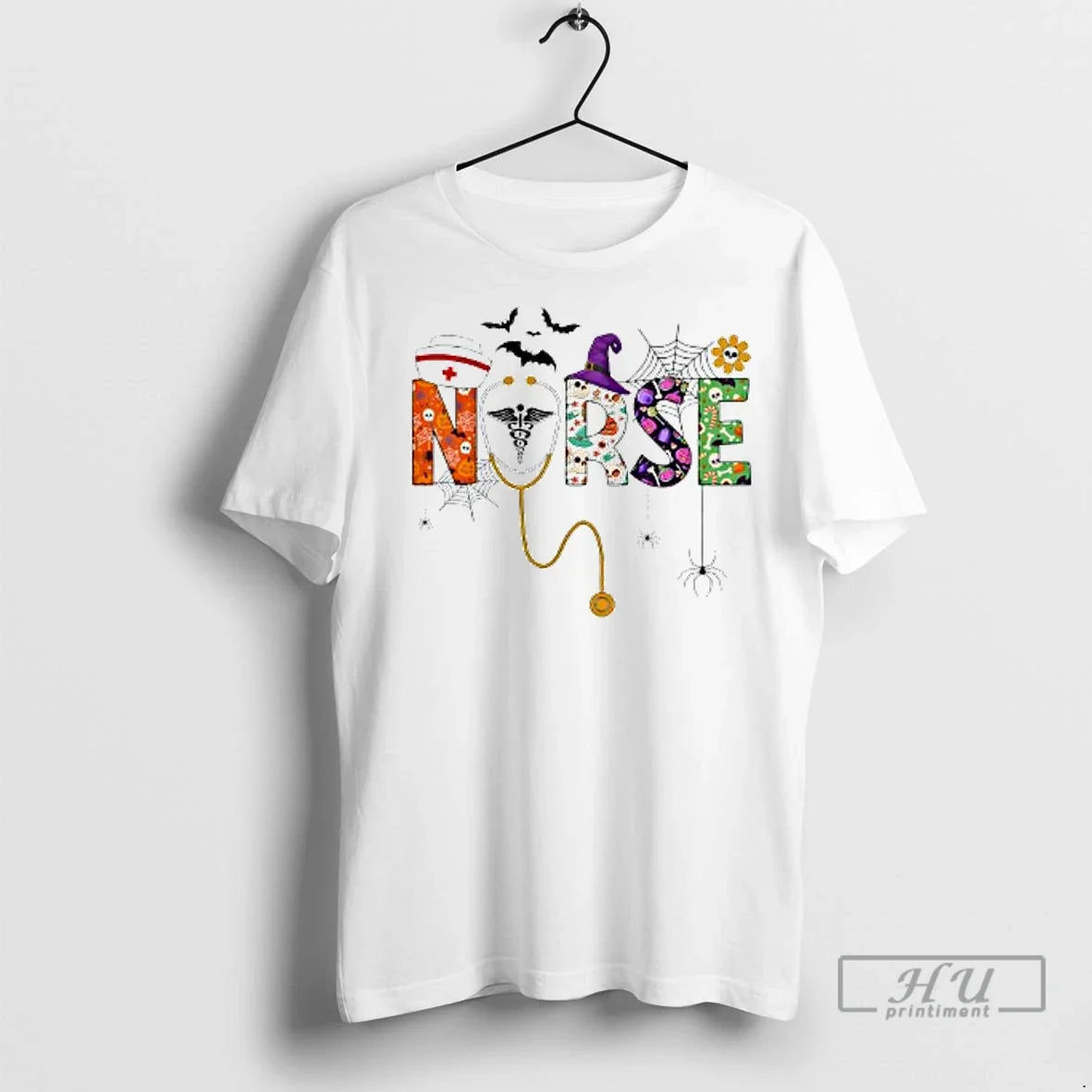 Officials Halloween Nurse Life Funny Nursing Stethoscope Spooky Nurse Ladies T Shirt Unisex