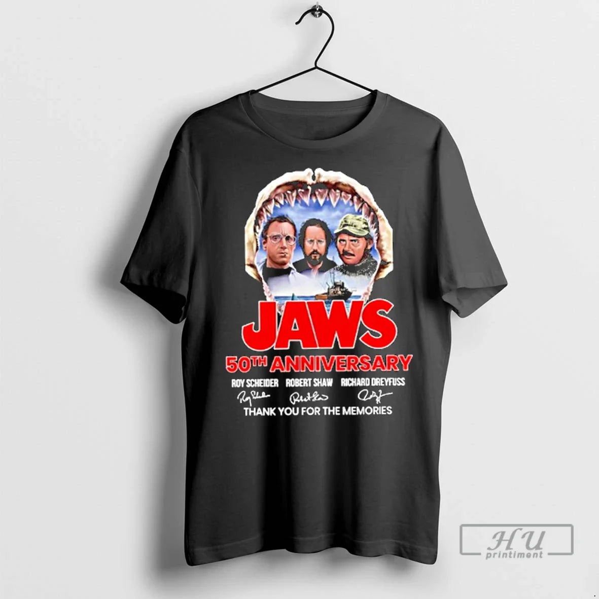 Officials Jaws 50th Anniversary Roy Scheider Robert Shaw Richard Dreyfuss Signature T Shirts