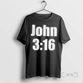 Officials John 3 16 Bible Verse Distressed White Text Graphic Unisex