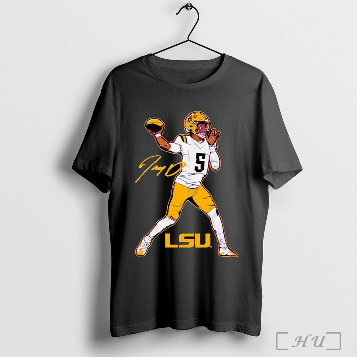 Officials Lsu Football Jayden Daniels Superstar Pose Signature Style T Shirt Unisex
