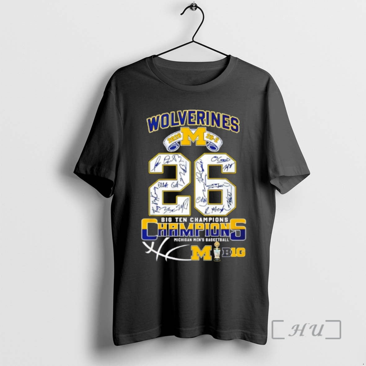 Officials Michigan Wolverines Mens Basketball 26 Big Ten Champions Signatures Unisex