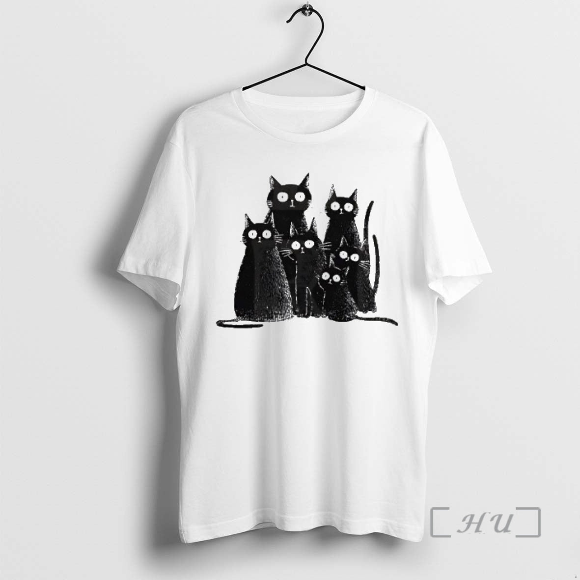 Officials Six Black Cats With Big Eyes Artistic Drawing Unisex