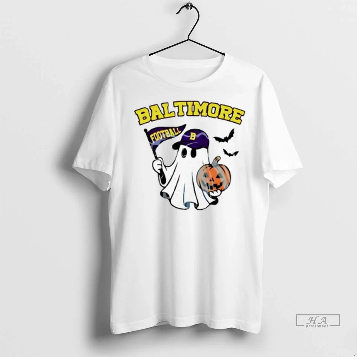 Officials Trendy Halloween Ghost Baltimore Ravens Football Flag Pumpkin Ladies Shirt Sweater