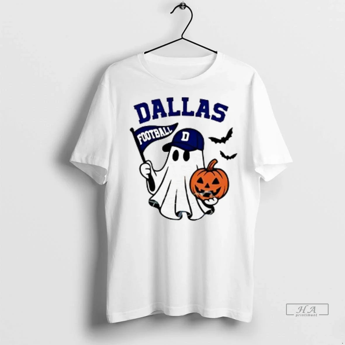 Officials Trendy Halloween Ghost Dallas Cowboys Football Flag Pumpkin Ladies Shirt Sweater