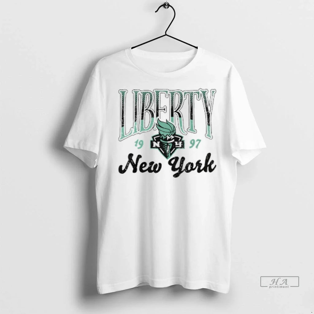 Officials Trendy New York Liberty Wnba 1997 Oatmeal Sky High Fleece Shirt Sweater Unisex