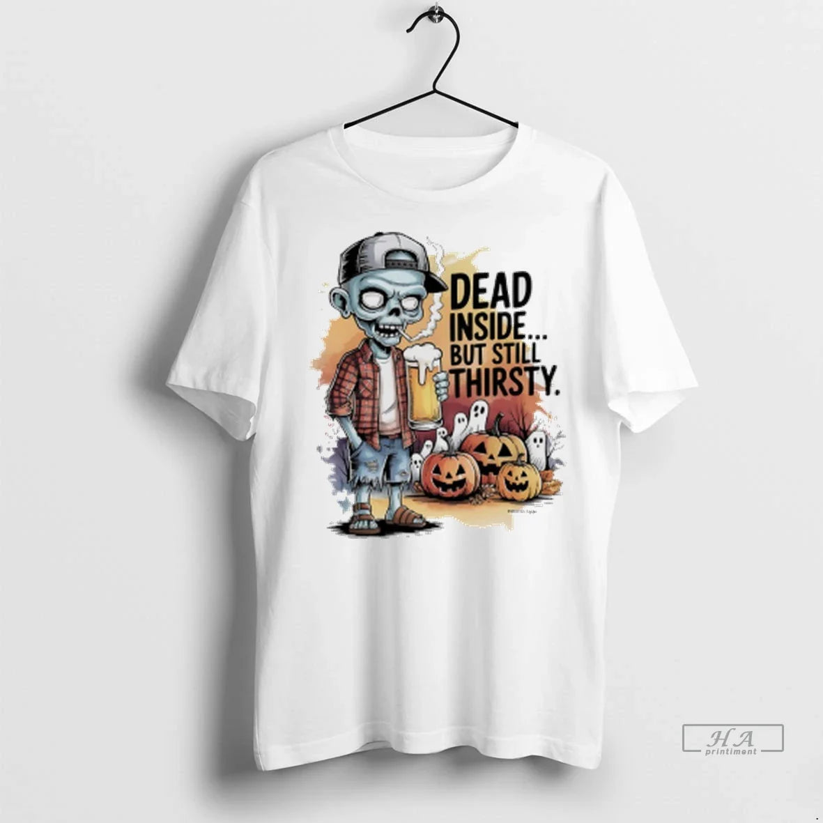 Officials Trendy Zombie Beer Dead Inside But Still Thirsty Pumpkin Halloween Shirt Sweater